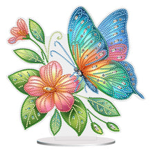 Lade das Bild in den Galerie-Viewer, Blumen-Schmetterling – einseitig gebohrter Acryl-Diamant-Desktop-Ornament