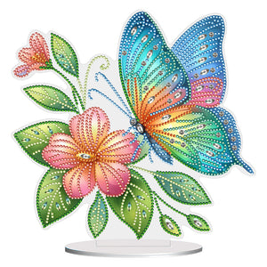 Blumen-Schmetterling – einseitig gebohrter Acryl-Diamant-Desktop-Ornament