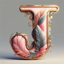 Lade das Bild in den Galerie-Viewer, Feather Letter-Voll Round Diamond Painting-30x30cm