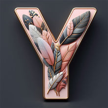 Lade das Bild in den Galerie-Viewer, Feather Letter-Voll Round Diamond Painting-30x30cm