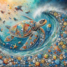Lade das Bild in den Galerie-Viewer, Meeresschildkröte - Teilweise Special Diamond Painting-40x40cm