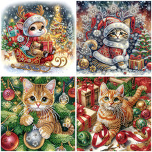 Lade das Bild in den Galerie-Viewer, Weihnachtskatze-Partial Special Diamond Painting-30x30cm