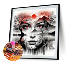 Lade das Bild in den Galerie-Viewer, Frauenkopf Portrait Landschaft-Voll Round Diamond Painting-50x50cm