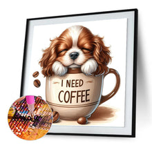 Lade das Bild in den Galerie-Viewer, Coffee Welpe-Voll Round Diamond Painting-40x40cm