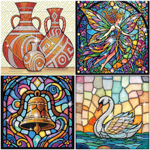 Lade das Bild in den Galerie-Viewer, Stained Glass Fairy-Partial Special Diamond Painting-30x30cm