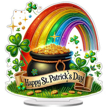 Lade das Bild in den Galerie-Viewer, St. Patrick's Day Eule - Einseitig - Acryl-Diamant-Tischornament