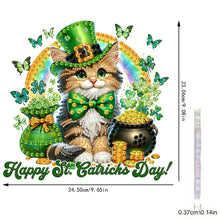 Lade das Bild in den Galerie-Viewer, St. Patrick's Day Katze - Einseitig - Diamant-Anhänger