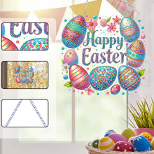Lade das Bild in den Galerie-Viewer, Frohe Ostern Kranz - Einseitig - Diamant-Anhänger
