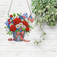 Lade das Bild in den Galerie-Viewer, Nationalflagge und Blumen - Einseitig - Diamant-Anhänger