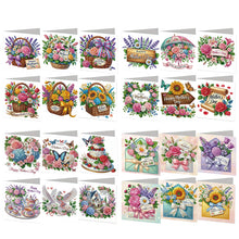 Lade das Bild in den Galerie-Viewer, 6 Stk./Set Muttertag Blumenkorb - Diamant-Grußkarten
