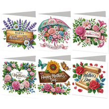 Lade das Bild in den Galerie-Viewer, 6 Stk./Set Muttertag Blumenkorb - Diamant-Grußkarten