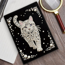 Lade das Bild in den Galerie-Viewer, Blumen und Katze - DIY Diamant Painting Notizbuch 50 Seiten