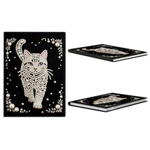 Lade das Bild in den Galerie-Viewer, Blumen und Katze - DIY Diamant Painting Notizbuch 50 Seiten