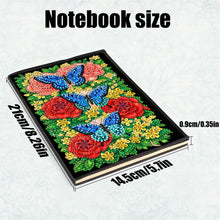Lade das Bild in den Galerie-Viewer, Schmetterlinge und Rosen - DIY Diamant Painting Notizbuch 50 Seiten