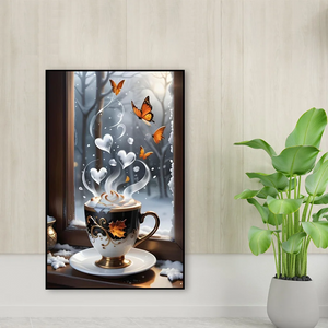 Kaffee-Schmetterling-Voll runde Diamond Painting 40*60