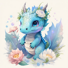 Lade das Bild in den Galerie-Viewer, Drache - Runder Diamond painting - 30 * 30cm
