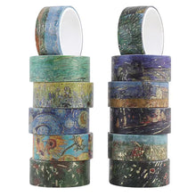 Lade das Bild in den Galerie-Viewer, 12/24 rollen Klebeband Wiederverwendbare Blume/Sternennacht/Van gogh Washi Tape Set Kunstwerk Dekorative Band