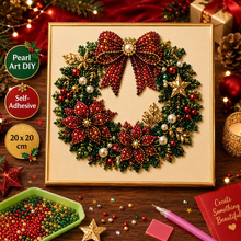 Lade das Bild in den Galerie-Viewer, Gerahmter Weihnachtskranz – Perlen-Malset zum Selbermachen Perlen-Dot-Bastelei,20*20 cm