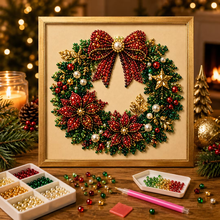Lade das Bild in den Galerie-Viewer, Gerahmter Weihnachtskranz – Perlen-Malset zum Selbermachen Perlen-Dot-Bastelei,20*20 cm