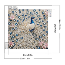 Lade das Bild in den Galerie-Viewer, Weißer Pfau – Teilweise speziell geformte Diamond painting-30x30cm