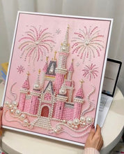 Lade das Bild in den Galerie-Viewer, Rosa Schloss Partial Pearl Painting Mit Rahmen-30x40cm