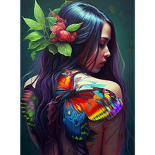 Lade das Bild in den Galerie-Viewer, Persönlichkeit Blumenmädchen Vogel zurück - Vollbild Diamond Painting