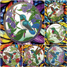 Lade das Bild in den Galerie-Viewer, Buntglas-Kolibri-Teil-Special Diamond Painting-30x30cm
