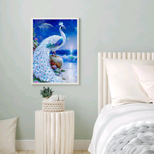 Lade das Bild in den Galerie-Viewer, (Multi-Größe Rund/Quadrat) Pfau-volle runde Diamantmalerei