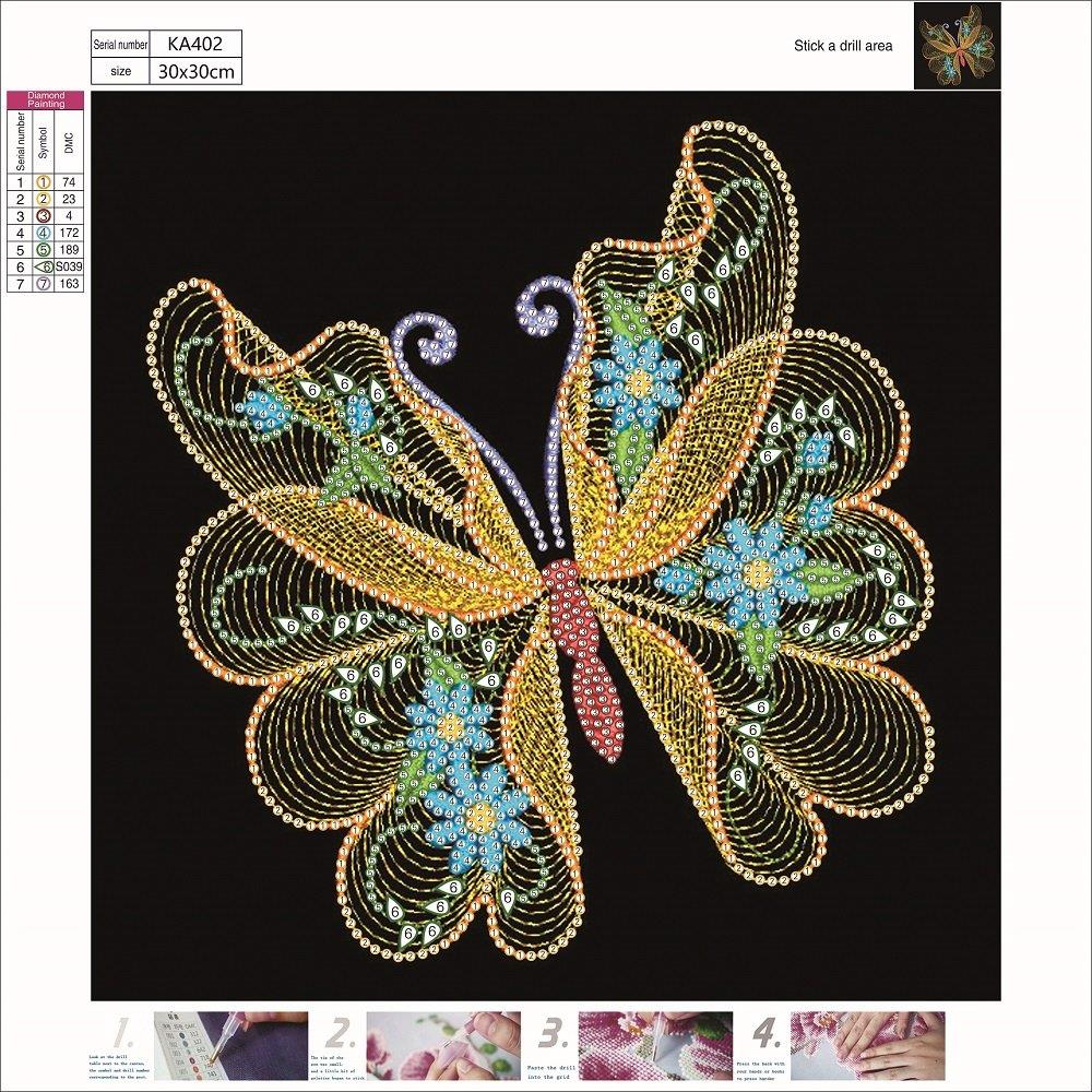 Splat Planet Schmetterling Diamant-Malerei-Set – Gerahmt, 30x40 Cm, 5D Strasssteine, Inkl. Werkzeug & Extra-Diamanten