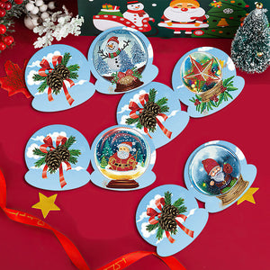 10 Stück/Set Weihnachts-Grußkarten mit Kristallkugel und Diamant