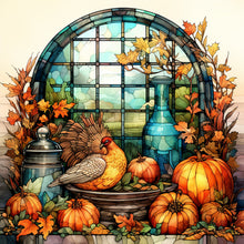 Lade das Bild in den Galerie-Viewer, Kürbis-Türkei-Vollrund-Diamantgemälde-40x40cm