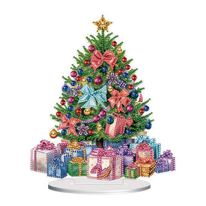 Weihnachtsbaum – einseitig gebohrt – Diamant-Desktop-Ornament aus Holz