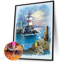 Lade das Bild in den Galerie-Viewer, Seaside Lighthouse-Voller Diamond Painting-30x40cm