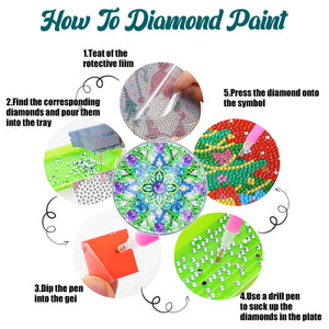 6 Stück/Set-Mandala-Acryl Waterproof Diamond Coaster