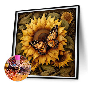 Sonnenblumen-Schmetterling-Voller Diamond Painting-30x30cm