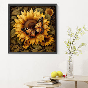 Sonnenblumen-Schmetterling-Voller Diamond Painting-30x30cm