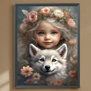 Life of Pets Girl-voll Round/Square Diamond Painting-30x40cm/40x50cm/50x70cm