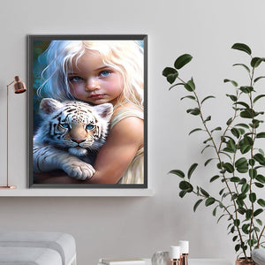 Life of Pets Girl-voll Round/Square Diamond Painting-30x40cm/40x50cm/50x70cm