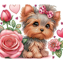 Lade das Bild in den Galerie-Viewer, Blumen-Yorkshire-Terrier-Teil-Special Diamond Painting-35x30cm