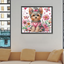 Lade das Bild in den Galerie-Viewer, Blumen-Yorkshire-Terrier-Teil-Special Diamond Painting-35x30cm
