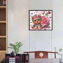 Lade das Bild in den Galerie-Viewer, Blumen-Yorkshire-Terrier-Teil-Special Diamond Painting-35x30cm
