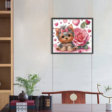 Lade das Bild in den Galerie-Viewer, Blumen-Yorkshire-Terrier-Teil-Special Diamond Painting-35x30cm