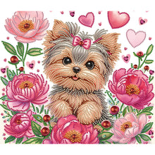 Lade das Bild in den Galerie-Viewer, Blumen-Yorkshire-Terrier-Teil-Special Diamond Painting-35x30cm