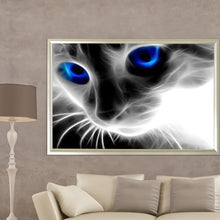 Lade das Bild in den Galerie-Viewer, Blauäugige Katze - voller runder Diamant - 40x30cm