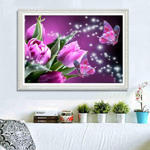 Lade das Bild in den Galerie-Viewer, Schmetterling Blume - voller runder Diamant - 40x30cm