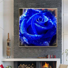 Lade das Bild in den Galerie-Viewer, Blaue Rose - voller runder Diamant - 30x30cm