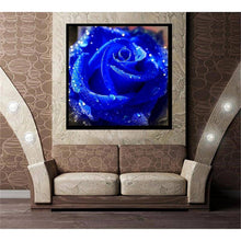 Lade das Bild in den Galerie-Viewer, Blaue Rose - voller runder Diamant - 30x30cm