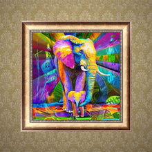 Lade das Bild in den Galerie-Viewer, Elefant - voller runder Diamant - 30x30cm