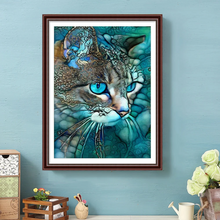 Lade das Bild in den Galerie-Viewer, Blaue Katze-Rund/Quadrat Diamond Painting