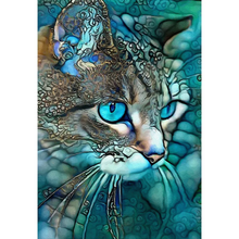 Lade das Bild in den Galerie-Viewer, Blaue Katze-Rund/Quadrat Diamond Painting